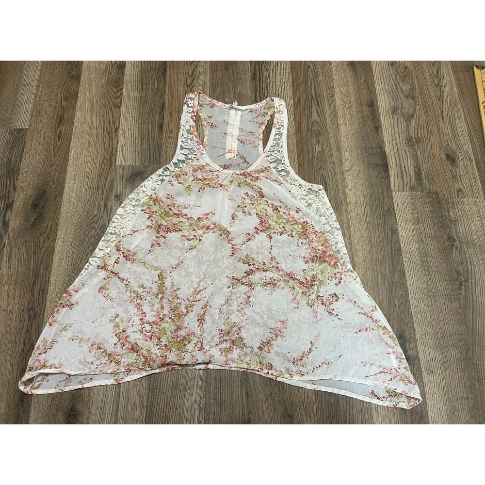 Kina Tank Top, Women's Size Large, Pink Red, See Through, Sleeveless